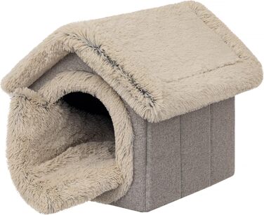 Будиночок для тварин: собачий/кітчий домік, м'яка печеринка, 55x60x60 см, капучино