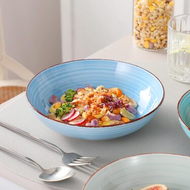 Набір супових тарілок Vancasso Bonita (6 шт) з кераміки, 38oz, блакитні