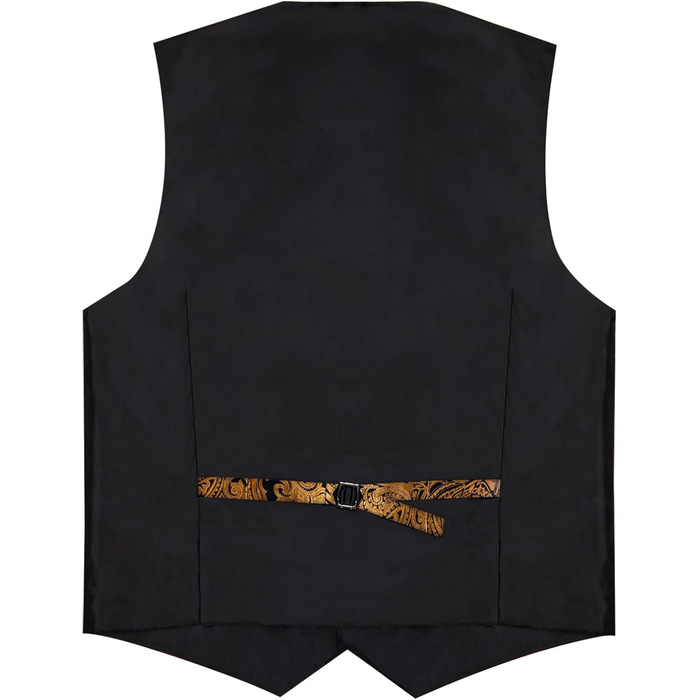 Костюм-жилет DiBanGu для чоловіків, шовковий жаккард, жилет та краватка, комплект з жабо, для смокінгу, весілля, свят, 7 предметів, золото та чорний