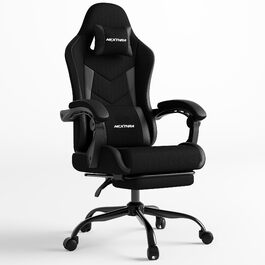 Геймерське крісло Nexthra Ergonomisch з підставкою для ніг, до 180 кг, чорне. Офісне крісло для геймінгу та роботи, регульована спинка 150°