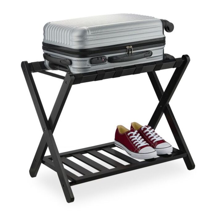Relaxdays Black Bamboo Luggage Rack