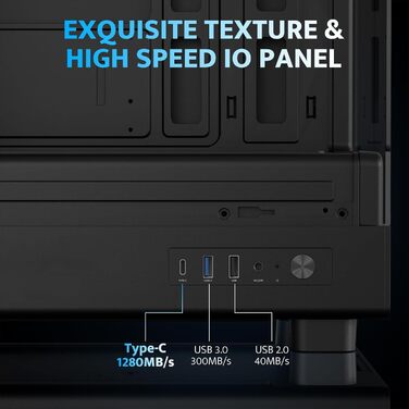 darkFlash DB330M: Чорний корпус для ігрового ПК Micro-ATX з 3 RGB вентиляторами, підтримка AIO 240мм, Typ-C