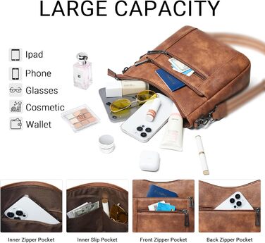 Сумка жіноча крос-боді Shrrie з екошкіри, коричнева двоколірна, з ременем для подорожей