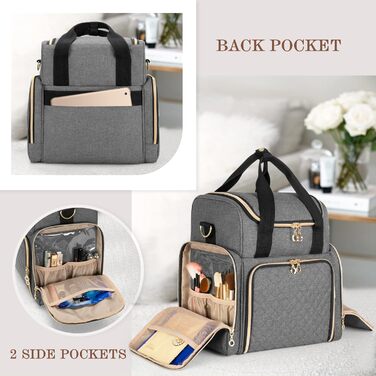 Організатор для косметики Luxja - жіноча косметичка для макіяжу, подорожей (сірий)