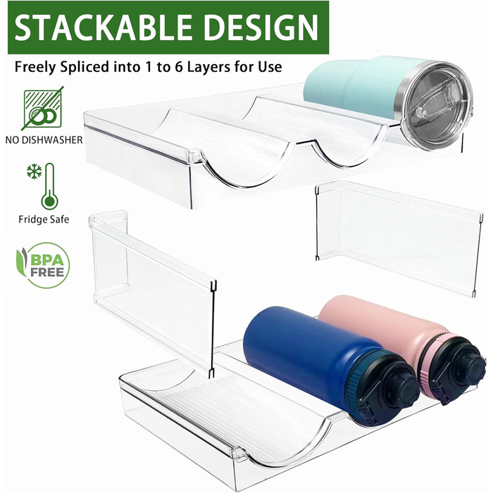 4-Piece Stackable Bottle Rack, Plastic Bottle Holder for Refrigerator, Cabinet, Kitchen Organizer Storage & Organization, Wine Bottle Kitchen Cabinet Storage