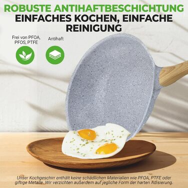 Набір посуду NutriChef 22 предмети антипригарний мармуровий блакитний – сковороди, каструлі, аксесуари для кухні, індукція, посудомийна машина