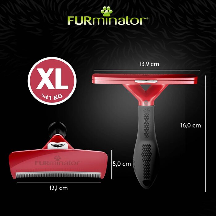 FURminator для собак XL: щітка для видалення підшерстка для великих собак, покращений дизайн (прозора, для короткошерстих)