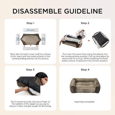 Ліжко для собак Bedsure великих порід – 89x63x17 см, зручне собаче ліжко, кошик для собак знімний, дихаючий, з антиковзким дном, м'яке ліжко для собак, (76 x 61 x 15 см, сірий)