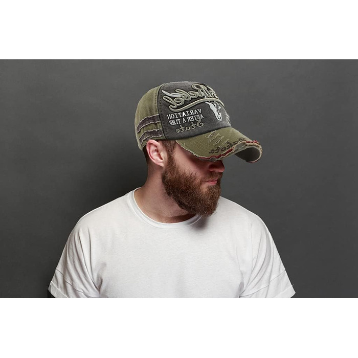 Кепка бейсболка Vintage Baumwolle з бавовни, випрасувана джинсова кепка з витертими краями, стильна кепка-тракер з вишивкою, класична спортивна кепка, кепка в стилі хіп-хоп, регульованого розміру для чоловіків та жінок, колір: хакі
