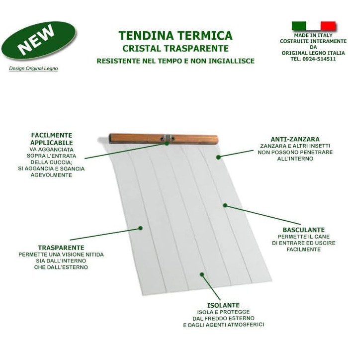 Будка для собак LEGNO Oasi XXXL з масивного дерева, термозавіса, Made in Italy