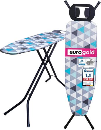 Прасувальна дошка EUROGOLD для парогенератора 120x38 см з регулюванням висоти, з відбиваючим покриттям, стабільна та компактна, Made in Europe, Lagune
