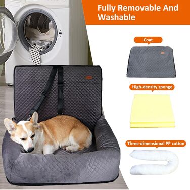 Автокрісло для собак JAOGAUS: безпечний та зручний автотранспортний аксесуар для середніх та великих собак. З безпечним ременем, з якісного короткого плюшу, легко миється.