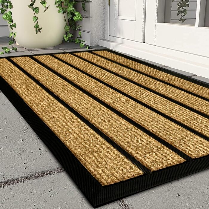 Килимок примічний та вуличний Qingbei Rina протибрудний, нековзкий килим для входу, дверей та саду, коричневий у смужку, 40 x 70 см