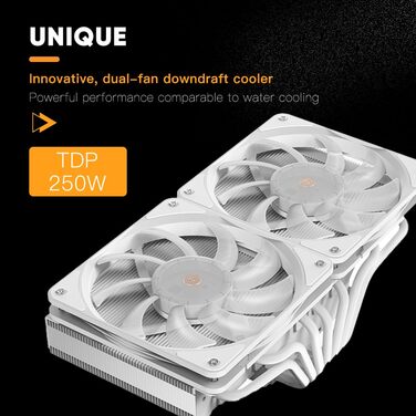 Охолоджувач CPU TZMRIT KF200 з 2 тепловими трубками, RGB LED, чорний, 9см, 2200RPM, для LGA115X/1200/17XX/1366, FM1/FM2/AM2/AM3/AM4/AM5