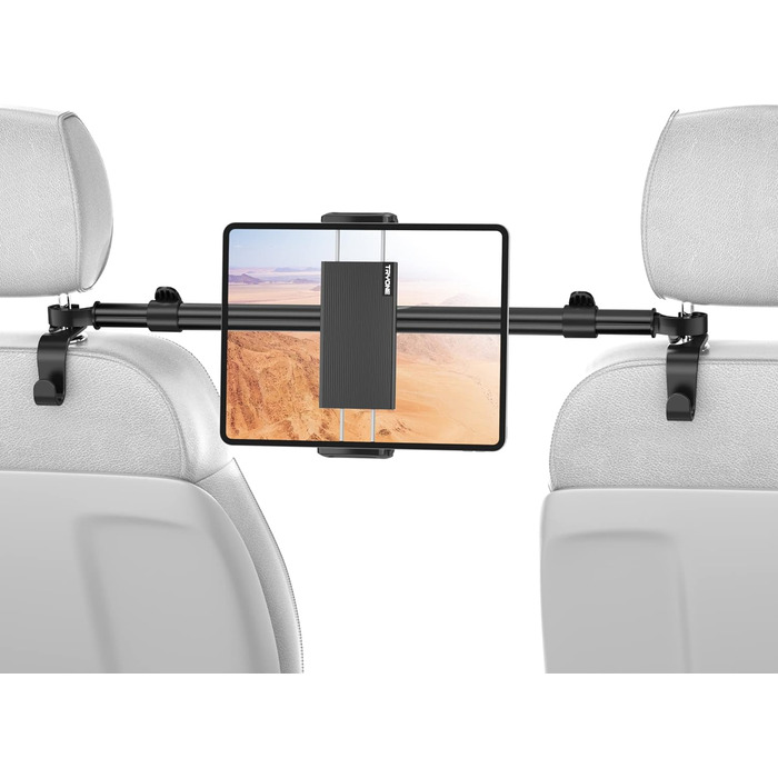 Автотримач для планшета TRYONE, універсальний, регульований, для підголівника, 4,7-12,9 дюймів, з 2 гачками, чорний, сумісний з iPad, Samsung Galaxy Tab, Switch, смартфонами