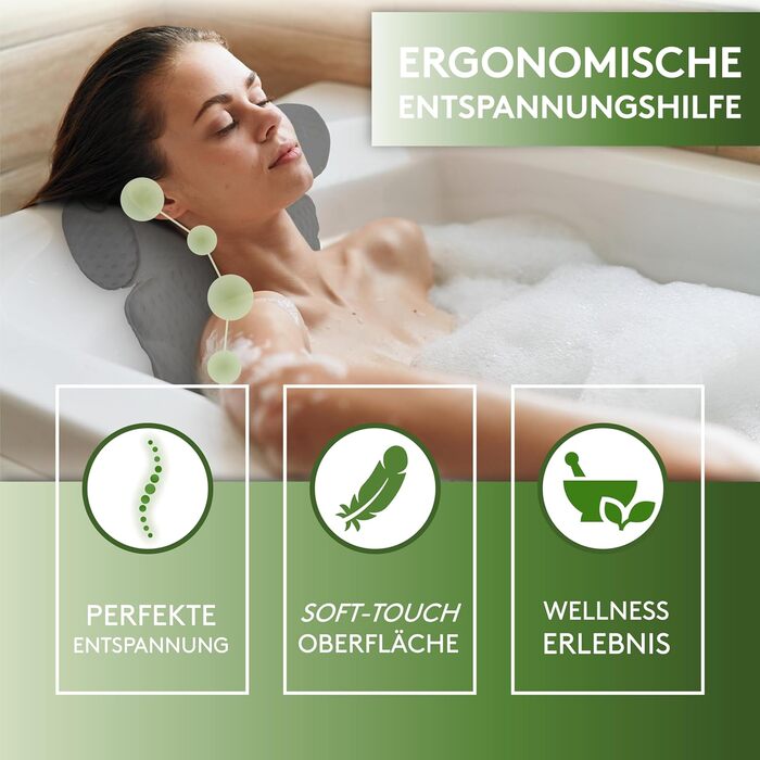 SilverRack Bathtub Pillow MEDIUM-SOFT [White 4D] - Neck Pillow for Bathtub with Suction Cups as Bathtub Accessory - Pillow for Bathtub - Bath Pillow with Ergonomic Fit (Gray Thin)