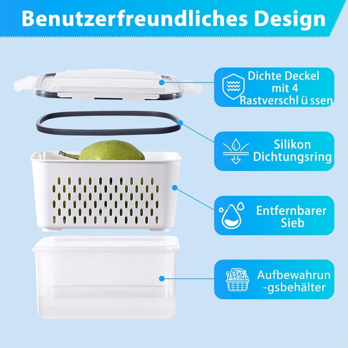 50 великих контейнерів для зберігання їжі з кришкою, герметичні | Без BPA | Стекніть | Для приготування їжі | Морозильник та мікрохвильова піч | 25 контейнерів + 25 кришок | Безпечні від протікання (24 контейнера для зберігання їжі)