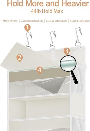 Органайзер на двері 5-поверховий складний бежевий (2 шт) для ванної, дитячої, кемпінгу