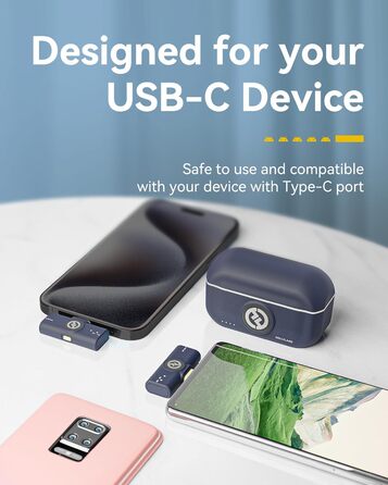 Hollyland Lark M2 бездротовий петличний мікрофон для iPhone 15/16/17 та Android, 300м радіус дії, Hi-Fi звук, шумозаглушення, 30 годин роботи, міні-мікрофон для відео (2TX + USB-C RX + зарядний кейс) USB-C (2TX+1RX) Чорний