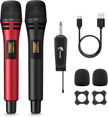 TONOR TW320 Бездротовий мікрофон: динамічний ручний мікрофон для караоке, PA, конференцій та вечірок. Повністю бездротовий, з акумулятором, сірий колір.