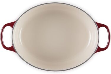 Чавунна овальна каструля Le Creuset Signature з кришкою, 27 см, 4,1 л, для всіх типів плит та індукції, колір Garnet (бордовий), 4,43 кг