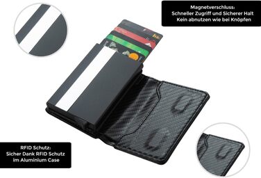 Слім гаманець HAFEID з RFID-захистом, міні портмоне з відділенням для монет, купюр та карт, карбоновий гаманець для чоловіків і жінок