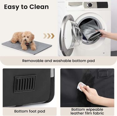 Транспортна переноска для собак Pecute, 61 x 52 x 45 см, сіра. Зручна, складана, з вентиляцією та ролетним віконцем. Ідеально для подорожей автомобілем.