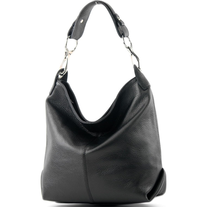 Сумка жіноча шкіряна на плече Modamoda T168, ручної роботи, Італія (Чорний)