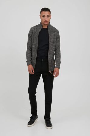 Чоловічий кардиган SDPomeroy з грубого в'язання, 100% бавовна, з накладним коміром та блискавкою, Regular fit, Темно-сірий (2890)