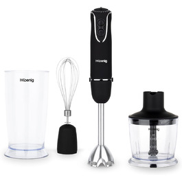 Ручний блендер H.Koenig MIX75 Stabmixer-Set: чаша, вінчик, блендер, 750W, 5 швидкостей, нержавіюча сталь, чорний
