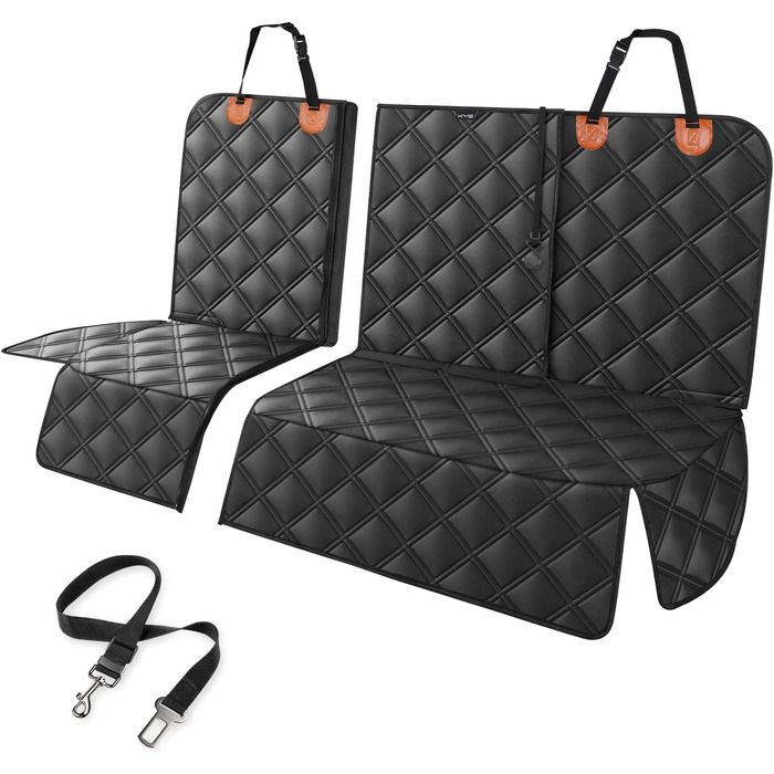KYG Pet Seat Cover - Waterproof, Non-Slip, Scratch-Resistant Back Seat Cover for Dogs & Kids - Includes Seat Belt for Dogs - Fits Most Cars, Trucks & SUVs - 135x56x45cm, Removable
