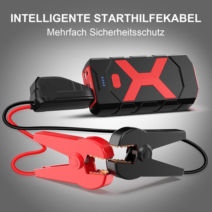 Powerbank для автомобіля POWKEY 2000A: пусковий пристрій, LED, 2 USB, 12V, для бензину/дизеля