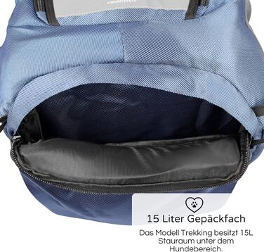 Трекінговий рюкзак Hunderrucksack до 12 кг, розмір M, блакитний колір - преміум рюкзак для піших прогулянок з регульованою спинкою та багажним відділенням