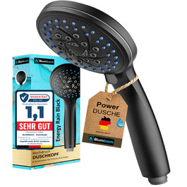 Насадка для душу Energy Rain з 9 режимами, високий тиск, економія води, ручна лійка для душу, чорний колір