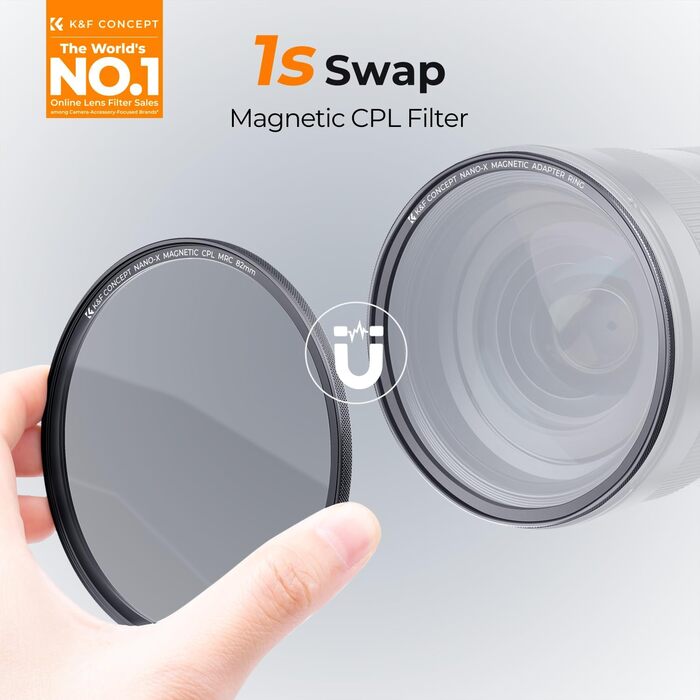 Поляризаційний фільтр K&F Concept Nano X-Serie 52mm з магнітним кільцем, 28-шарів покриття