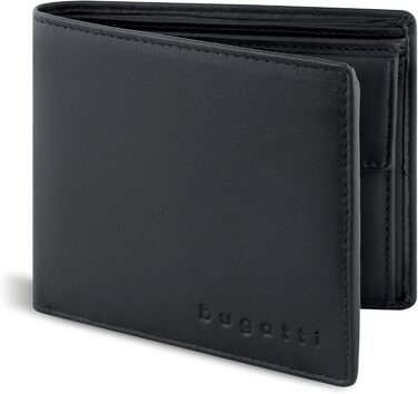 Bugatti Lima Wallet for Men, Genuine Leather, Black Crossbody Wallet
