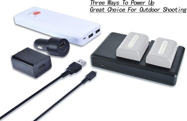 Подвійний зарядний пристрій DSTE NP-FH50 USB для Sony NP-FP50, NP-FH100, NP-FV50, NP-FV/FP/FH акумуляторів, Micro-USB