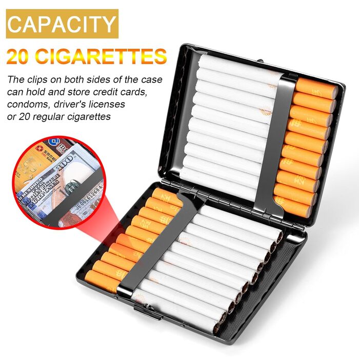 Металеве тютюносховище вінтажного стилю для жінок та чоловіків, на 18-20 сигарет (Череп, чорний)