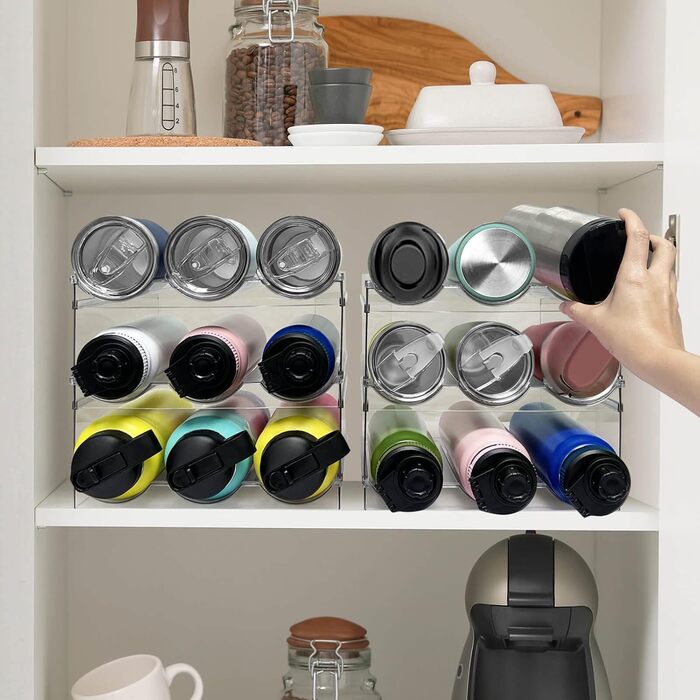 4-Piece Stackable Bottle Rack, Plastic Bottle Holder for Refrigerator, Cabinet, Kitchen Organizer Storage & Organization, Wine Bottle Kitchen Cabinet Storage