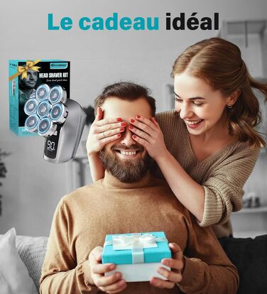 Електричний чоловічий голкостригувач для гоління голови, 7D, вологий/сухий, IPX7, набір для догляду за бородою з LED-дисплеєм, срігано-сірий, перезаряджається