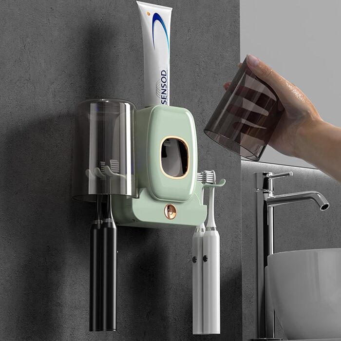 УФ-дезінфектор для зубних щіток з підставкою на стіну, стерилізатор, сушарка, розумний (світло-зелений)