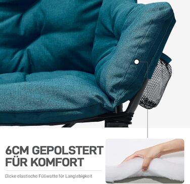 Кампінговий стілець-диван EVER ADVANCED для 2 осіб, 145 см, зелений - міцний, складаний, з високою спинкою, для відпочинку на природі, саду, балкону