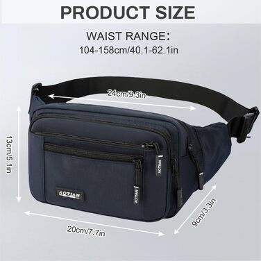 Поясна сумка на пояс для чоловіків та жінок, сумка на пояс з блискавкою, багатофункціональна сумка через плече, 5 відділень, спортивна сумка на стегно для активного відпочинку, туризму, кемпінгу, велоспорту (#1 Синій-a)