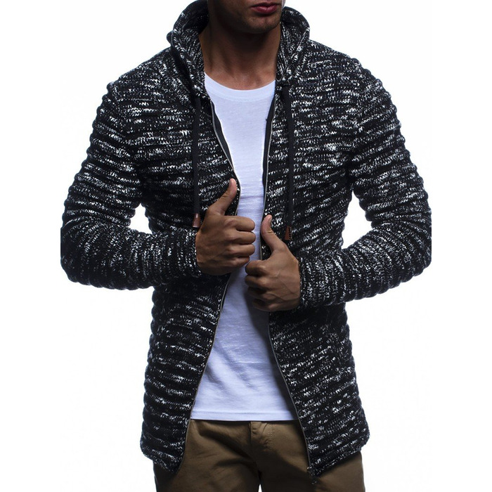 Чоловіча в'язана куртка Leif Nelson з капюшоном та блискавкою - чоловічий кардиган з трикотажного полотна для зими, бавовна