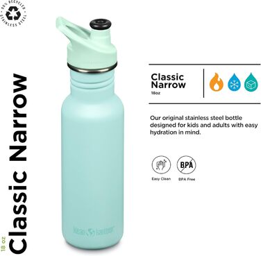 Klean Kanteen Classic Narrow Water Bottle 18 oz (Pastel Turquoise)