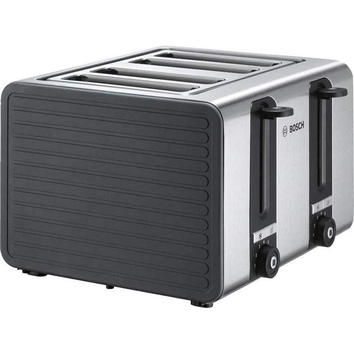 Bosch 4-Slice Toaster TAT7S45, with automatic shut-off, with defrost function, ideal for 4 slices of toast, 1800 W, stainless steel/grey Single