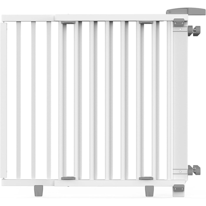 Захист для сходів Geuther Oris | Дверний захист для сходів з кріпленням, 2 клямки для поручнів, ширина | Стабільний захист з розпадною дверцятами | Дерев'яне дитяче гiтер, натуральний лак (білий, 95-135 см)