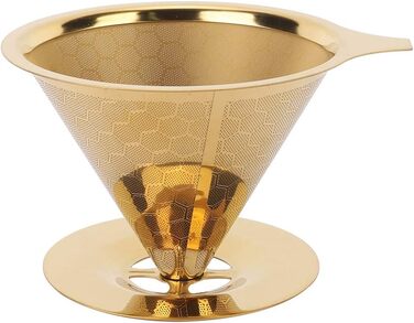 Золотий фільтр для кави Pour-Over з нержавіючої сталі, бджолині соти, багаторазовий, без паперу