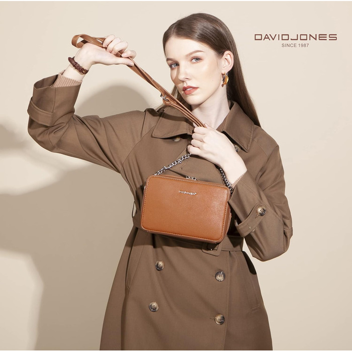 Жіноча міні сумка David Jones з екошкіри, клатч через плече, ланцюжок, вечірня, камелевий колір
