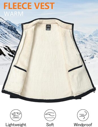 Чоловіча флісова жилетка AIEOE для осені та зими, тепла, з 4 кишенями, стійким коміром, без рукавів, чорна, XL